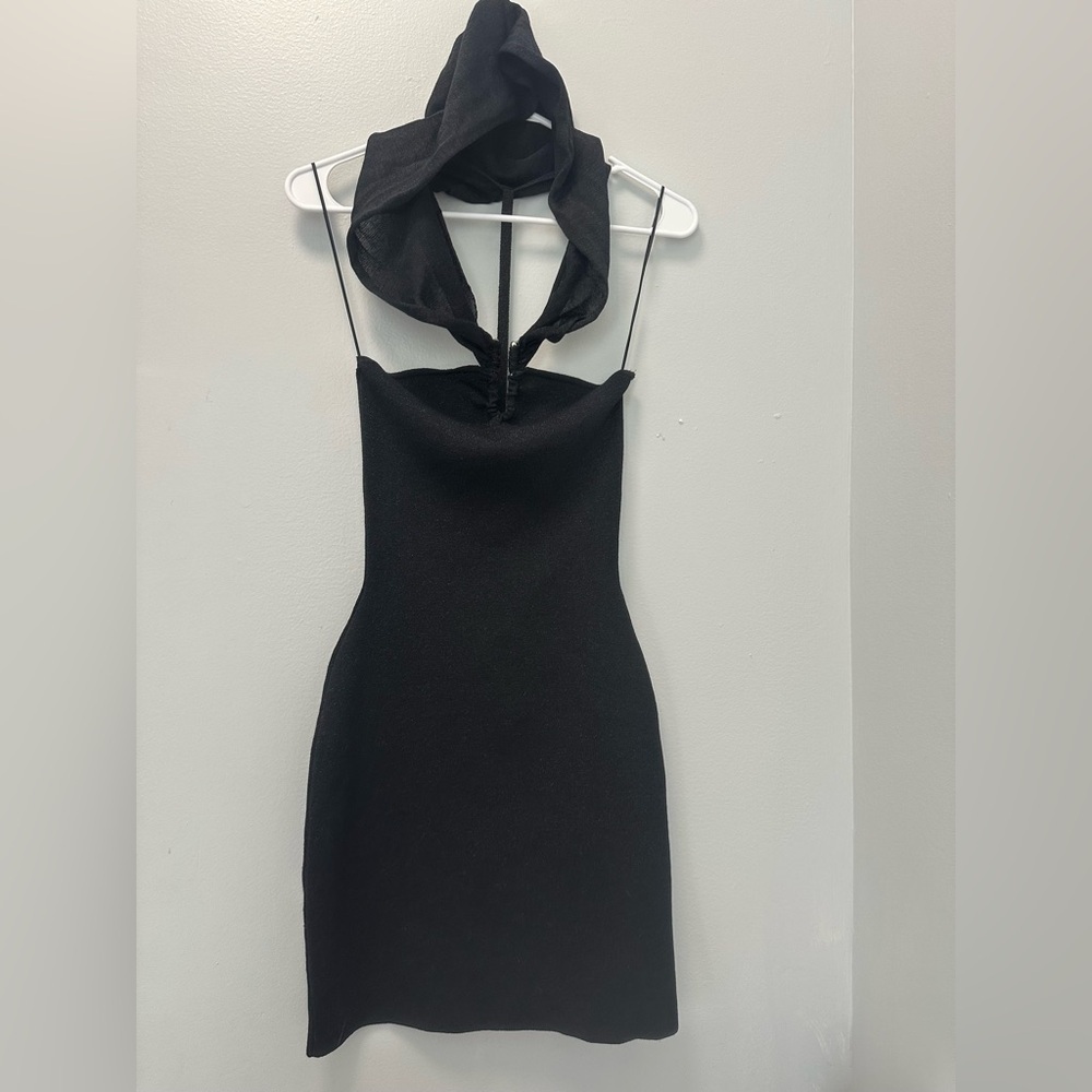 Zara Black Mini Dress with Halter Neck